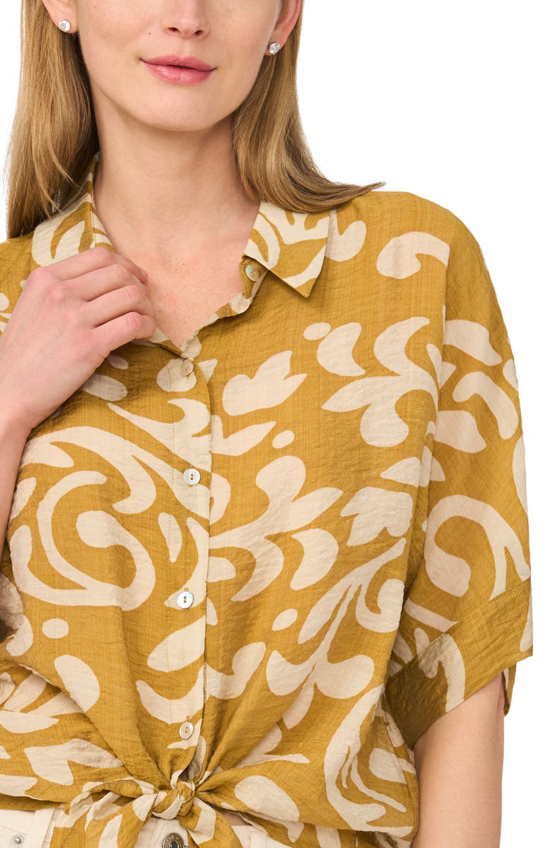Halogen<sup>®</sup> Tie Front Sleeve Top, Alternate, color, Potting Soil Batik