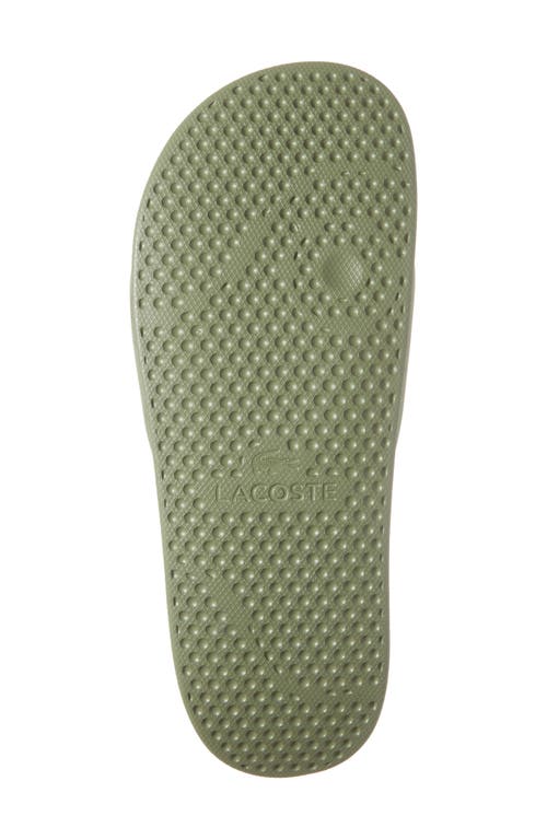 Lacoste Serve Slide Sandal In Khaki/white