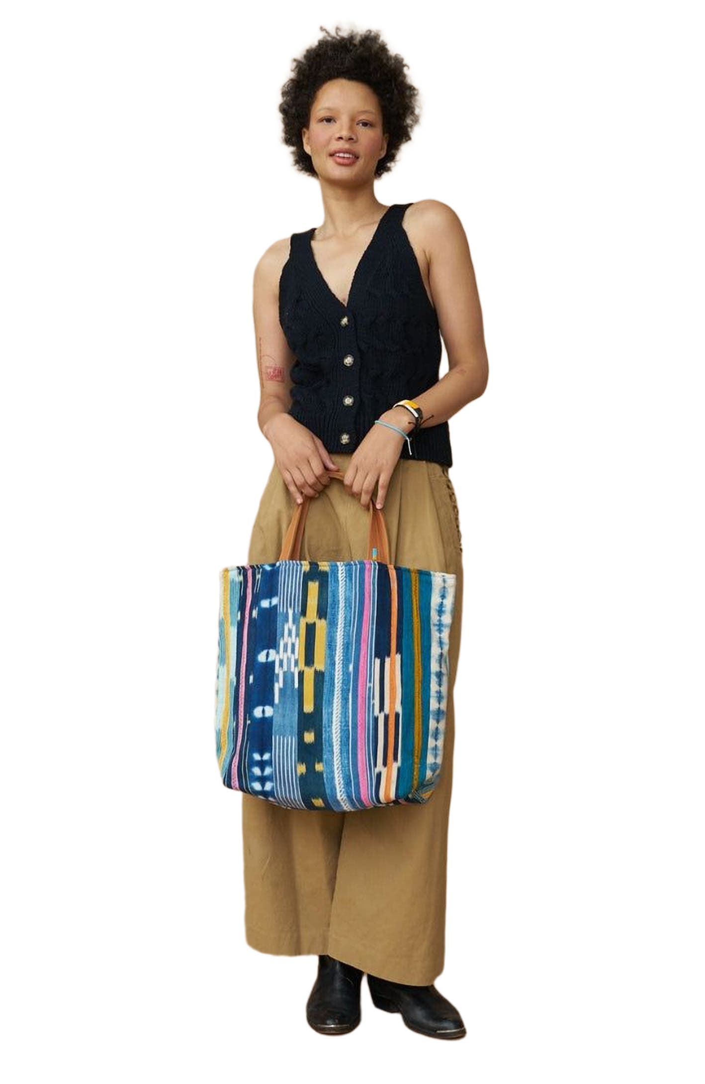 Ubuntu Life African Baule Cloth Tote Bag, Alternate, color, Blue