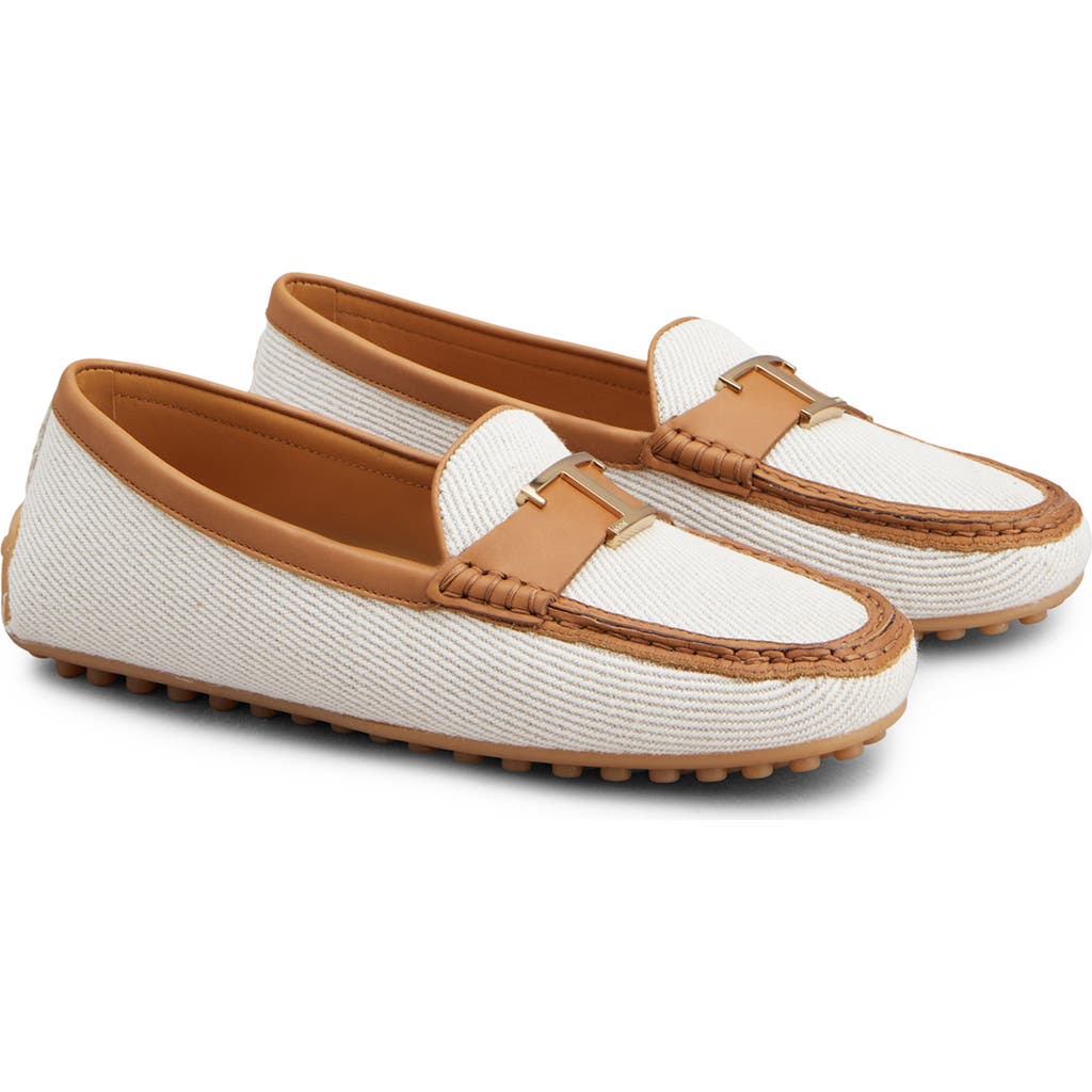Shop Tod's City Gommino Driving Shoe In Bianco Calce/kenia