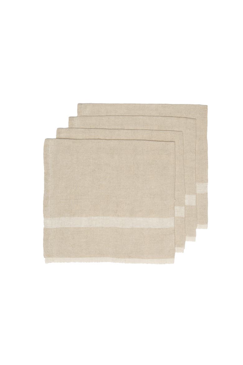 Laundered Linen Napkins - Set of 4, Main, color, Natural/White 20" x 20"