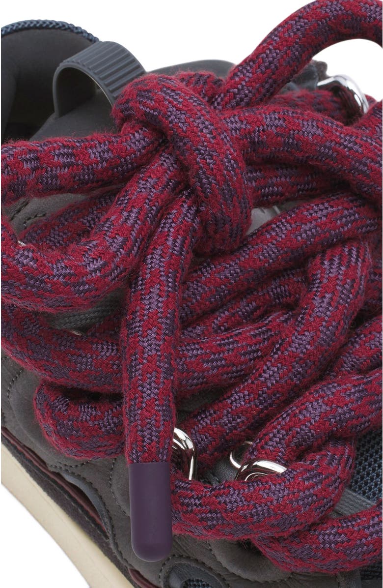 Lanvin CURB SNEAKERS IN LEATHER WITH SNAKE LACES, Alternate, color,