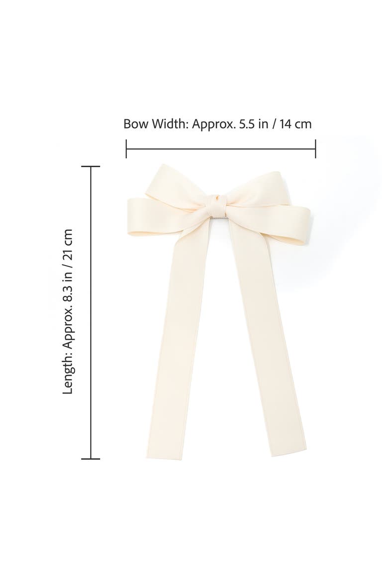 Classic Long Ribbon Bow Clip Gift Set with Tin Case, Alternate, color, Ivory
