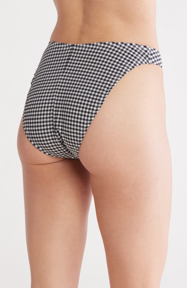 Good American Gingham High Leg Bikini Bottoms, Alternate, color,