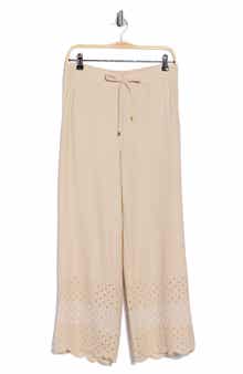 Ellen Tracy Eyelet Scallop Hem Pants