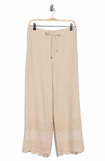Ellen Tracy Eyelet Scallop Hem Pants
