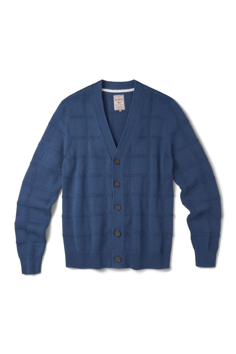 Rainham V-Neck Checked Cardigan, Alternate, color, Washed Indigo