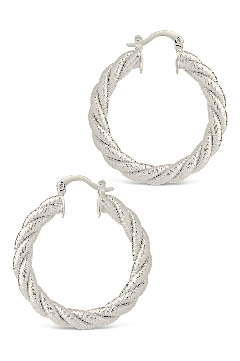 Cerys Twist Hoop Earrings, Alternate, color, SILVER