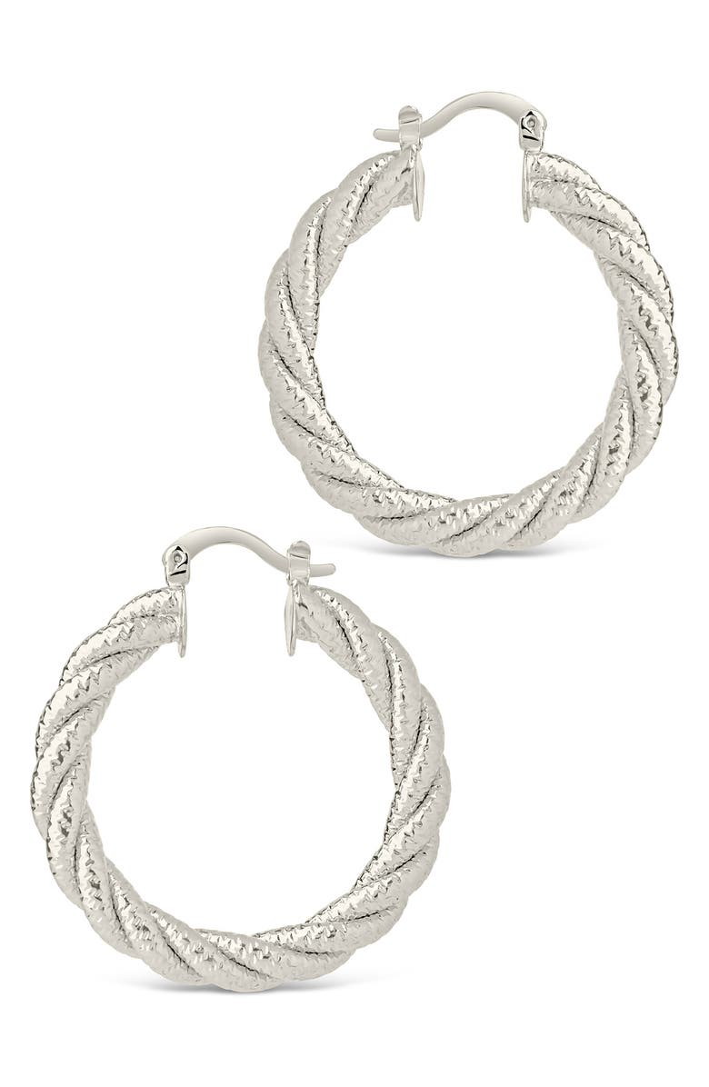 Sterling Forever Cerys Twist Hoop Earrings, Alternate, color, Silver