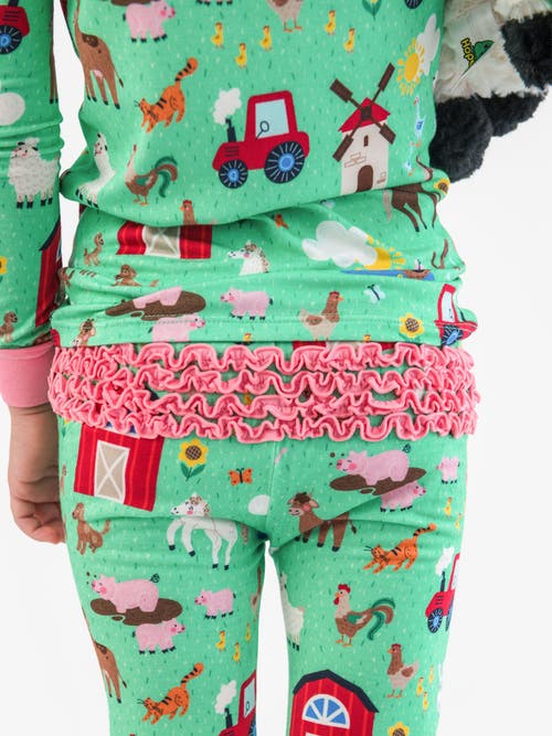 Rufflebutts Softsnooze Ruffle Long Sleeve Pajama Set, Signature Rear Ruffles In Multi