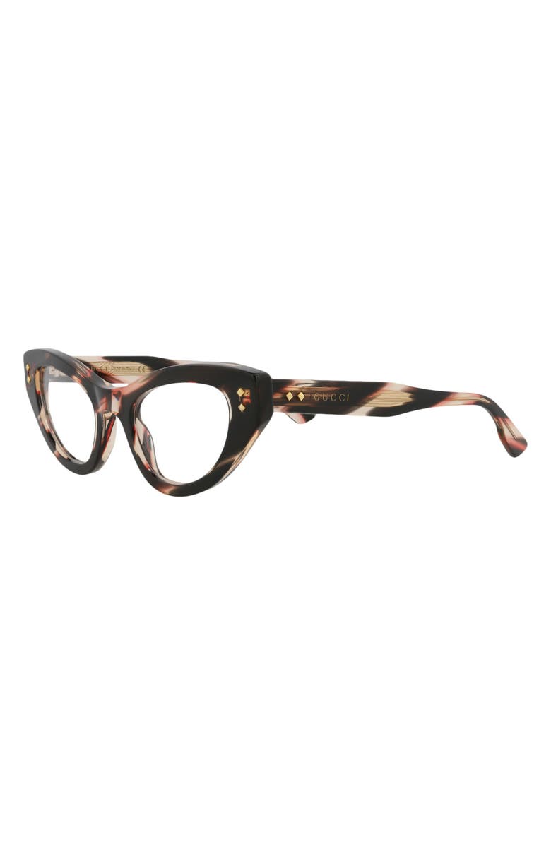 Gucci 49mm Cat Eye Optical Frames, Alternate, color, Havana Havana Transparent