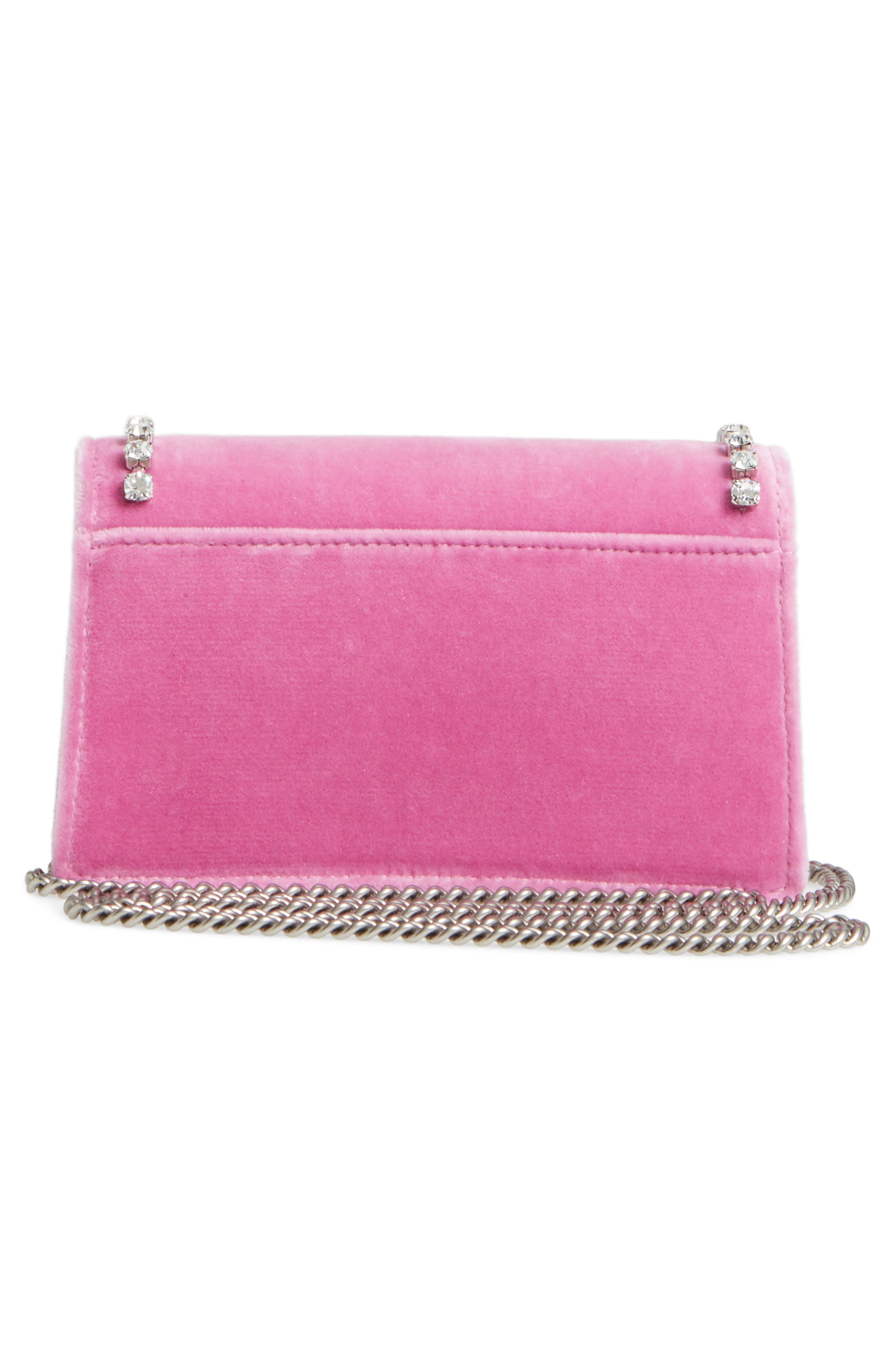 GG Super Mini Marmont 2.0 Velvet Clutch, Alternate, color, MALVA/ CRYSTAL