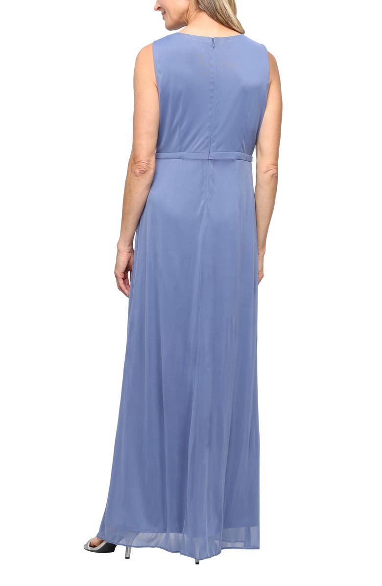 SL FASHIONS Sleeveless Surplice Neck Gown with Jacket, Alternate, color, Dusty Blue