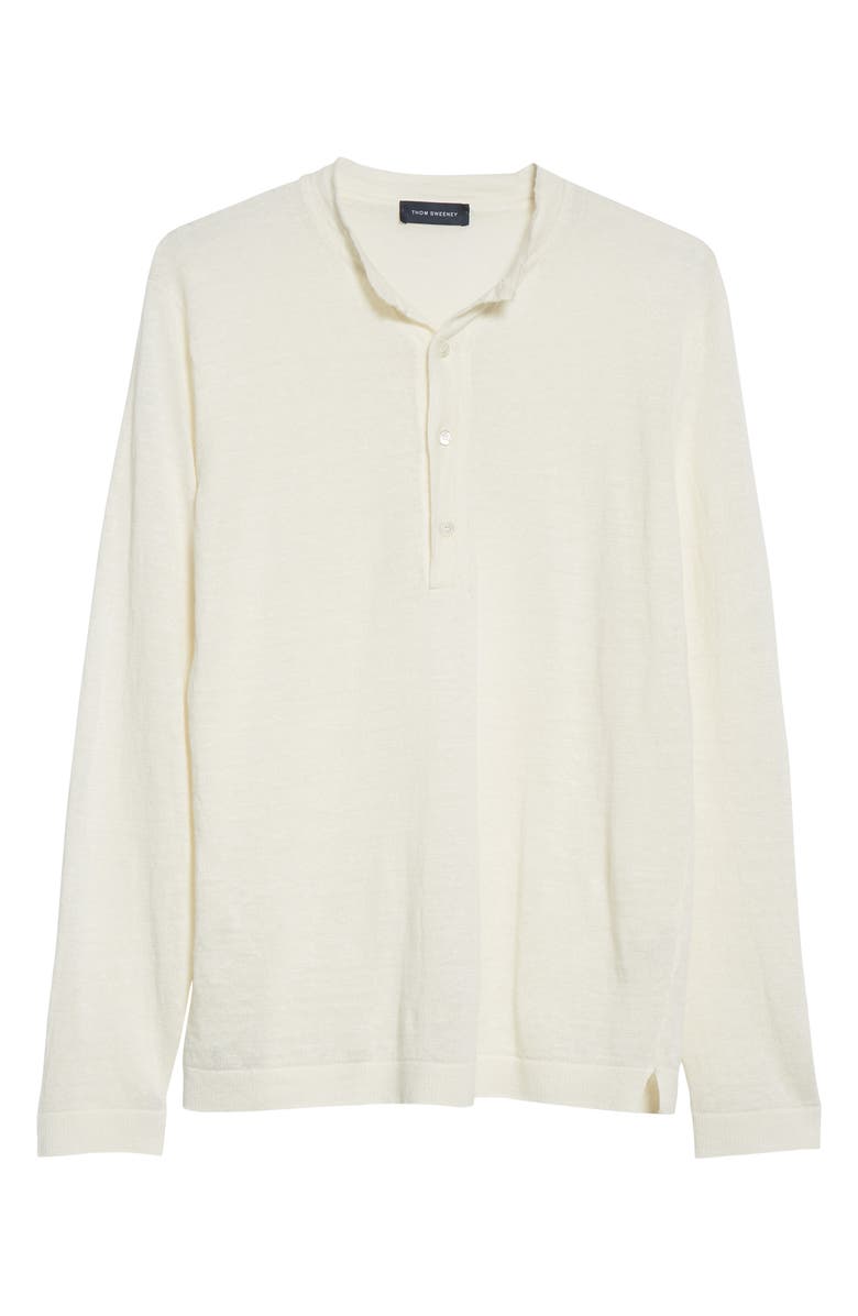 Thom Sweeney Linen Henley, Alternate, color, White