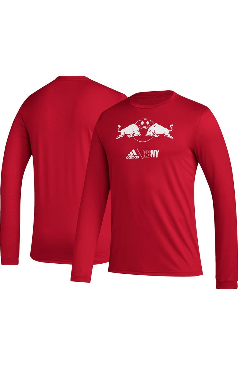 adidas Men's adidas Red New York Red Bulls Icon AEROREADY Long Sleeve T-Shirt, Main, color, 