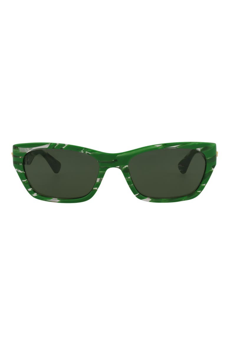 55mm Rectangular Sunglasses, Main, color, GREEN/ GREEN