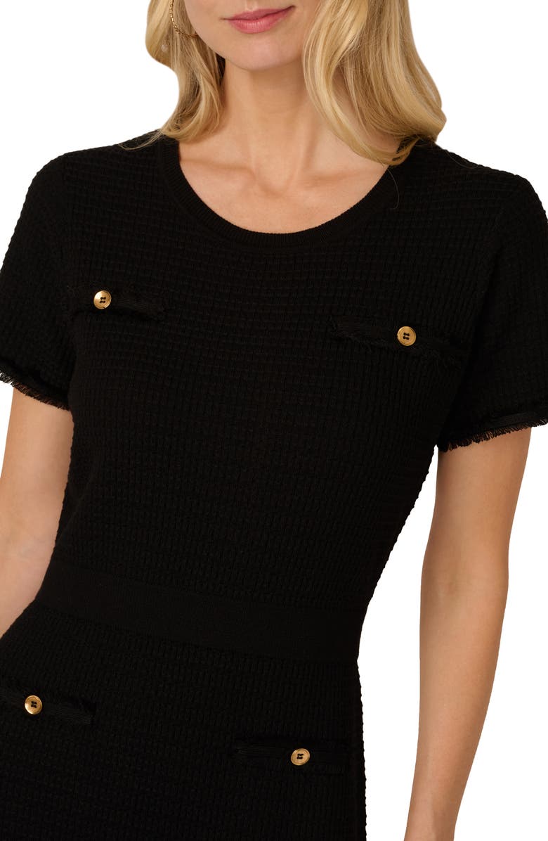 Adrianna Papell Short Sleeve Waffle Knit Midi Sweater Dress, Alternate, color,