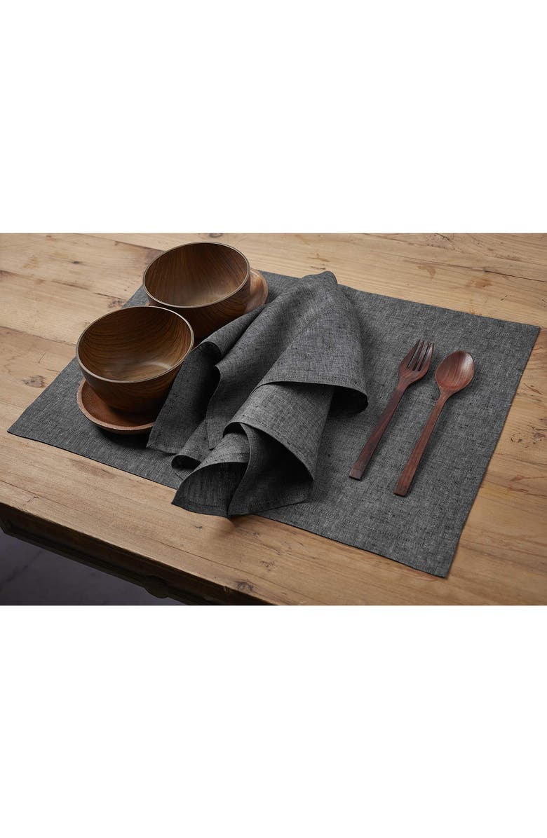 Solino Home Linen Placemats - Athena, Alternate, color, Charcoal Grey