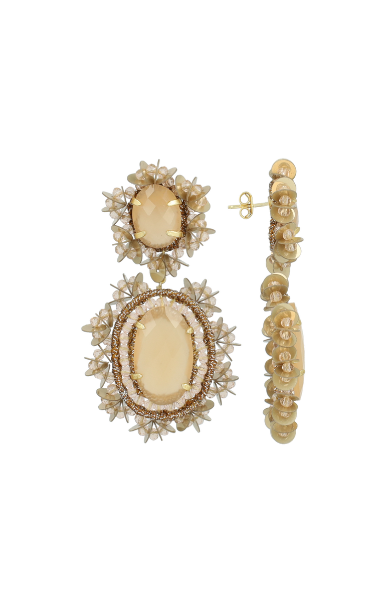 LOTT.gioielli CE SI Pendant Earring Double w/ Sequins L - Taupe, Main, color, Taupe