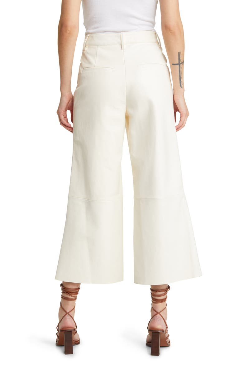 High Waist Crop Leather Wide Leg Trousers, Alternate, color, BONE
