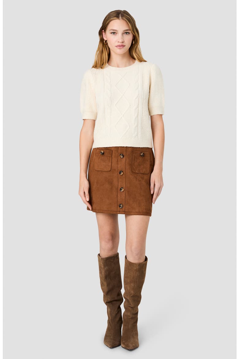 Wesley Puff Sleeve Cable Knit Sweater, Alternate, color, PORCELAIN CREAM