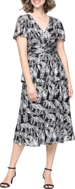 SL FASHIONS Tiered Tea Length Dress