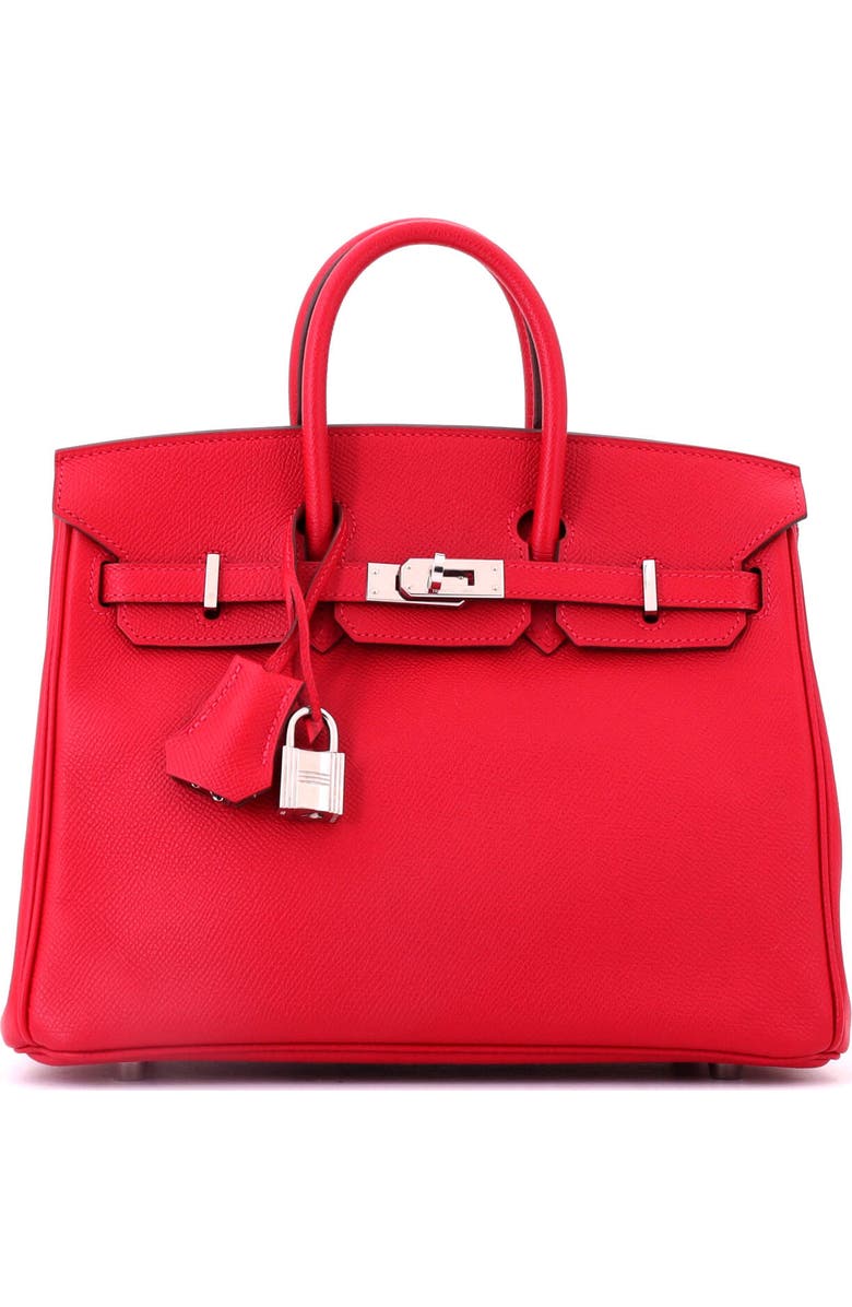 Pre-Owned Hermes Birkin Handbag Red Epsom with Palladium Hardware 25, Main, color, Rouge Casaque