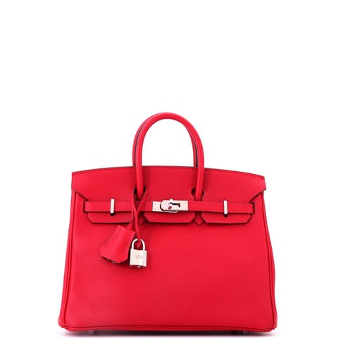 Birkin Handbag Red Epsom with Palladium Hardware 25