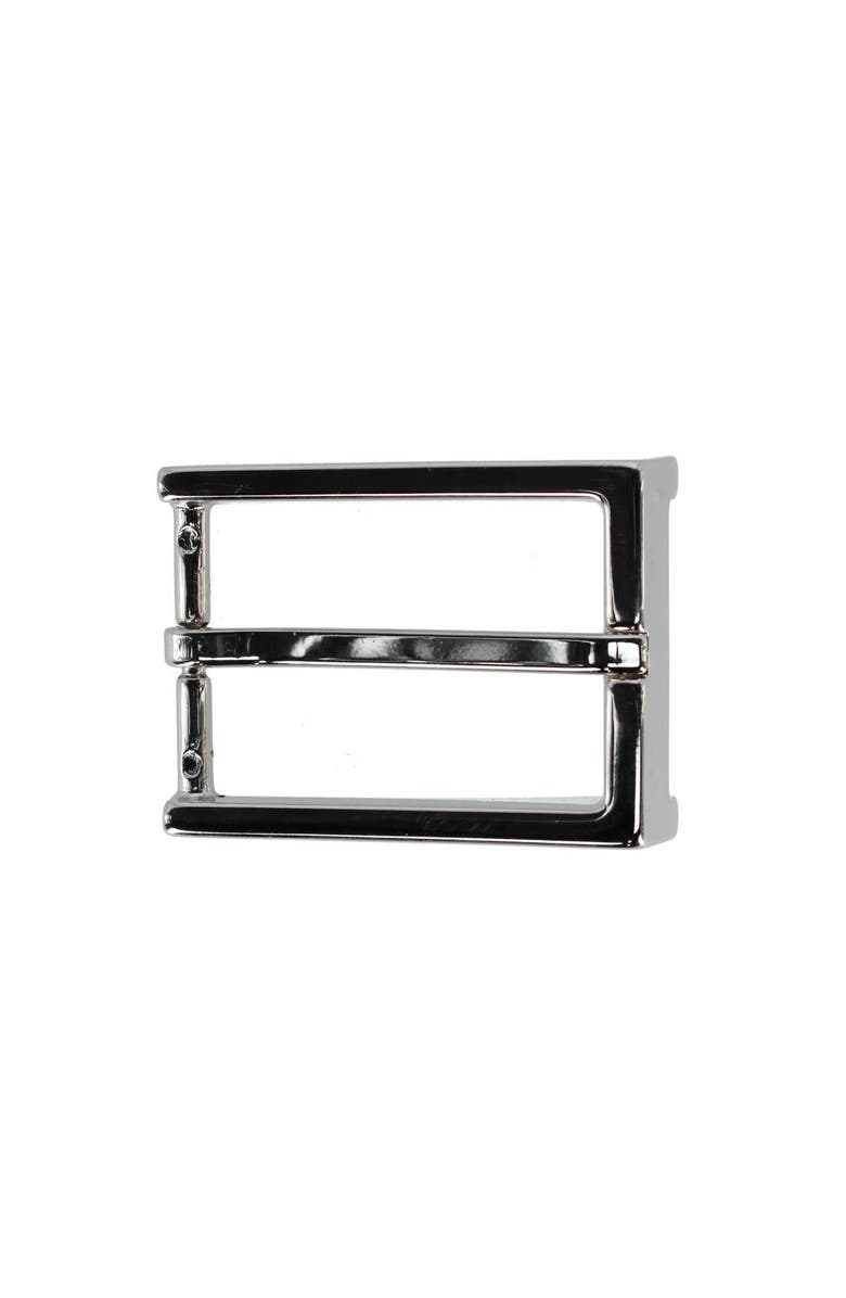 Trafalgar 35mm Italian Classic Rectangular Sold Brass Harness Belt Buckle, Main, color, Shiny Nickel