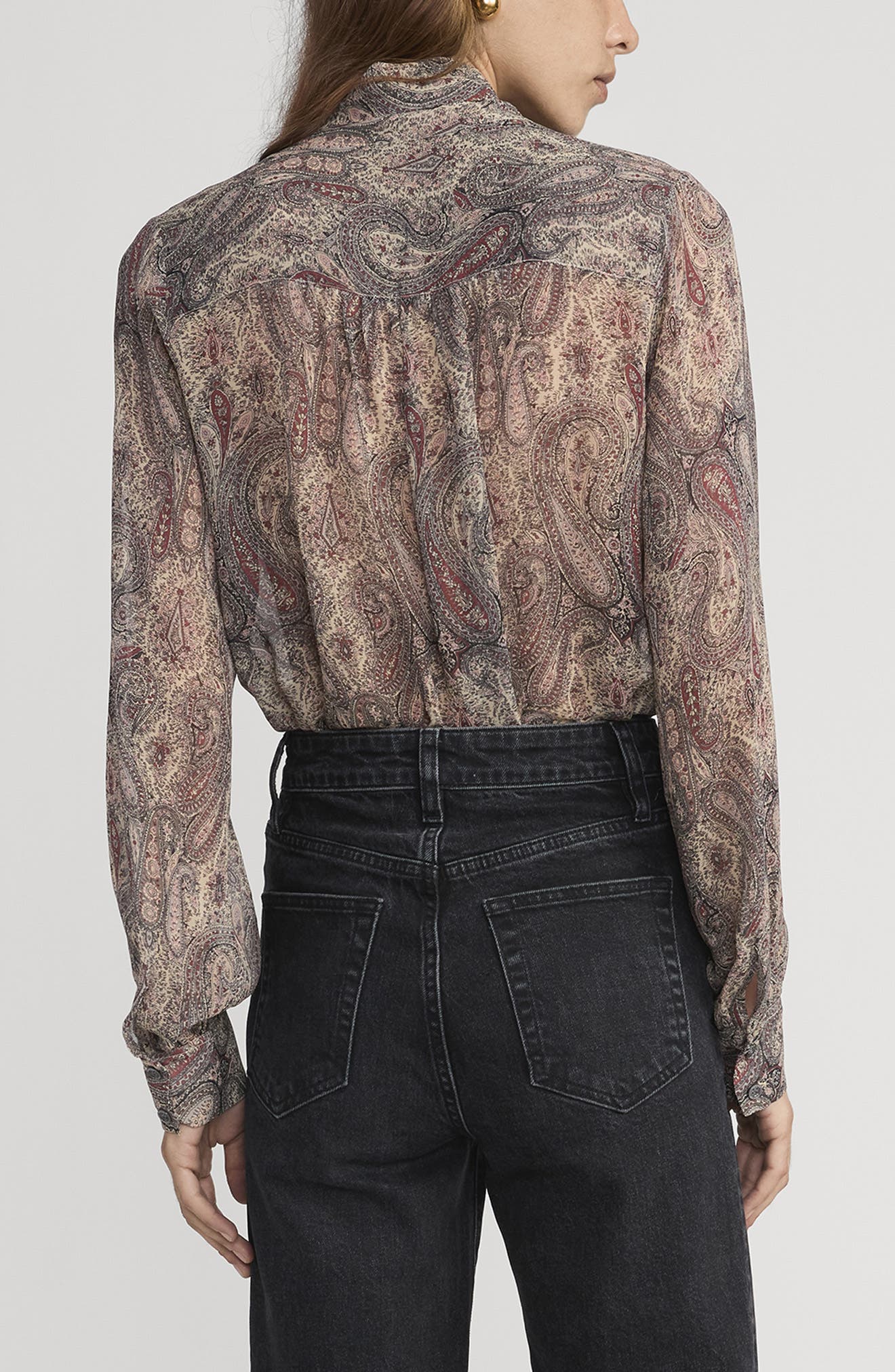The Paisley Tie Neck Silk Shirt - image 2