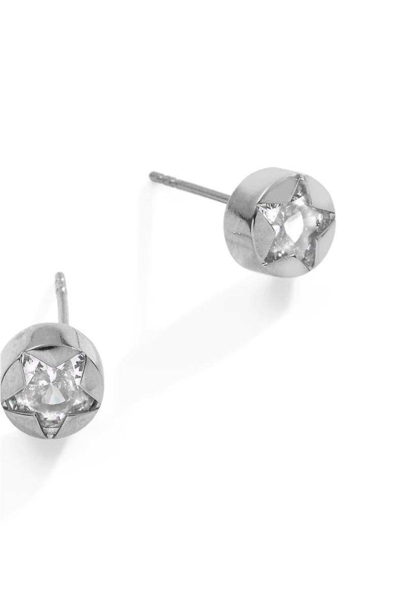 Alex and Ani Crystal Star Mini Stud Earrings, Alternate, color, Silver