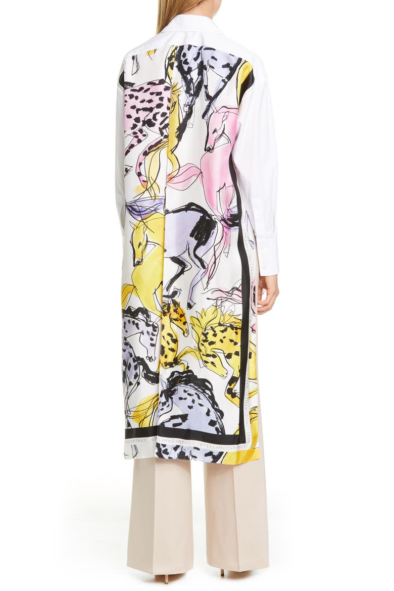 Rayna Horse Print Back Scarf Panel Poplin Shirt, Alternate, color, PURE WHITE