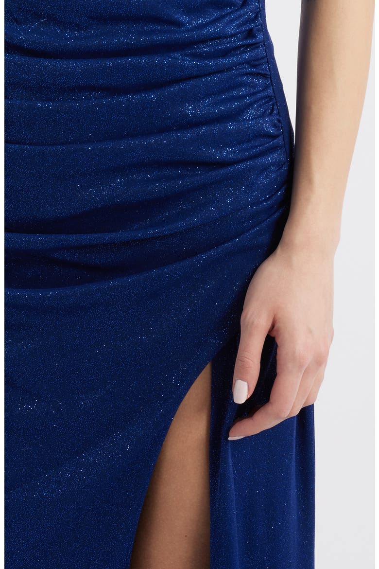 Metallic Rhinestone Strap Gown, Alternate, color, NAVY