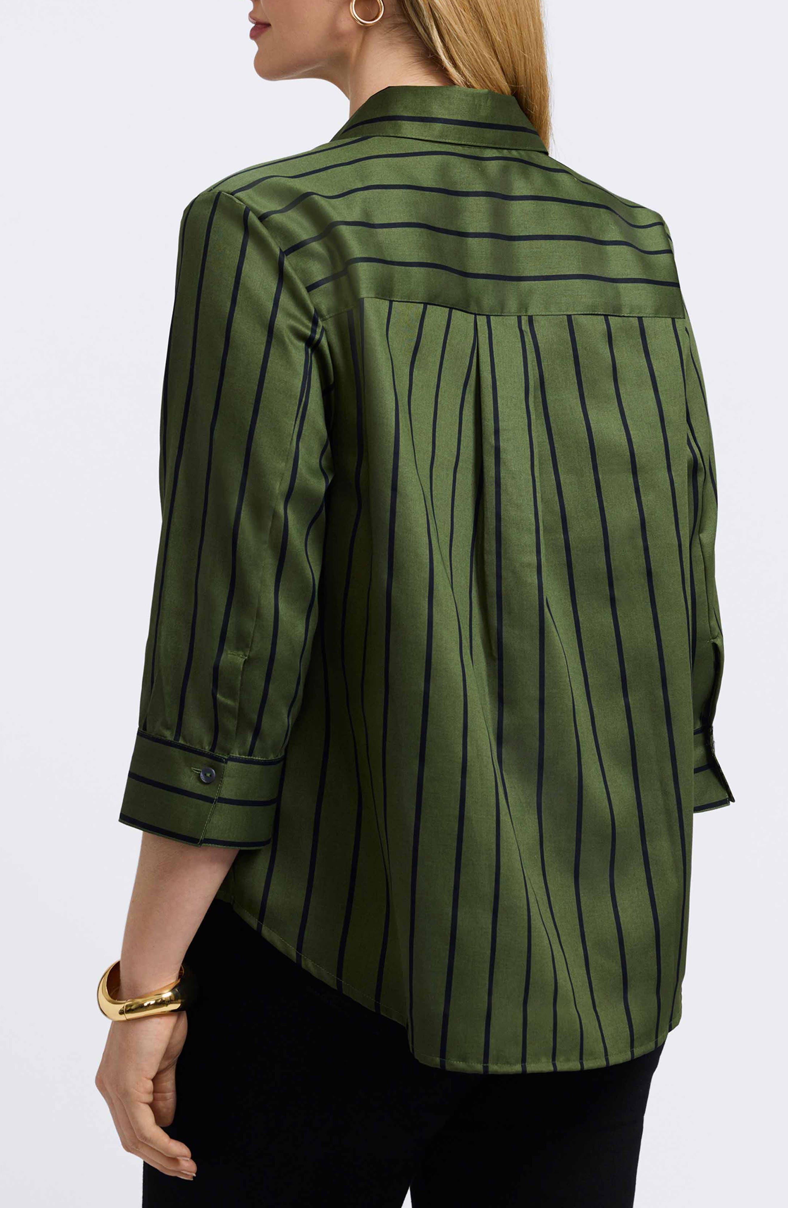 Margie Stripe Three-Quarter Sleeve Button-Up Shirt - image 2