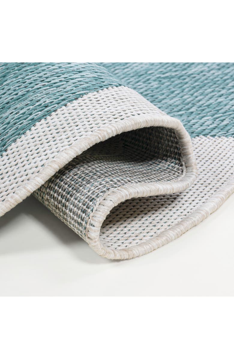 JONATHAN Y Alice Classic Cottage Two-Tone Scalloped Indoor/Outdoor Shaped Area Rug, Alternate, color, Turquoise/Cream