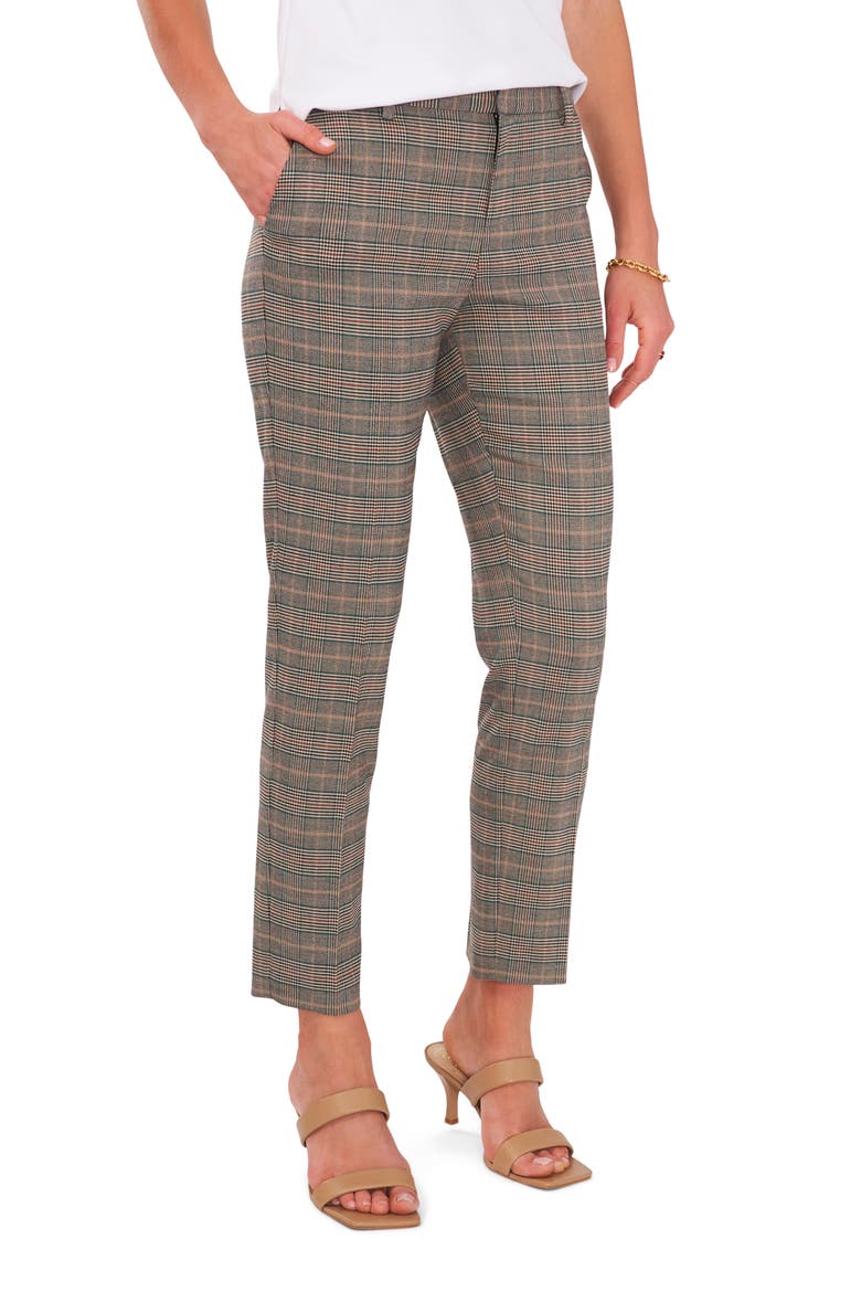 Plaid Ankle Trousers, Main, color, RICH SPRUCE