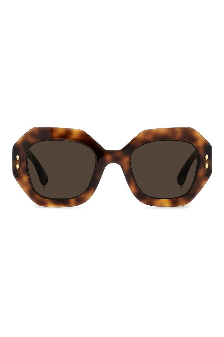 52mm Rectangular Geometric Sunglasses, Main, color, BROWN HAVANA/ BROWN
