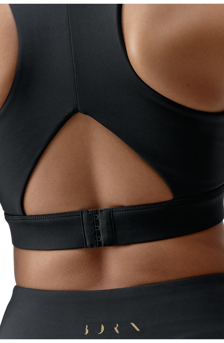 Born Living Yoga Gold Medium Support Performance Sport Top, Alternate, color, Black