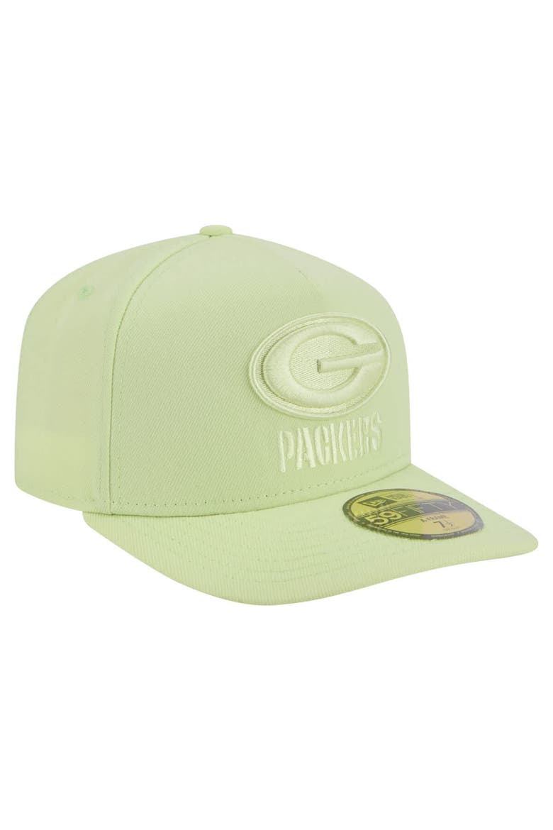 Men's New Era Light Green Green Bay Packers Color Pack A-Frame 59FIFTY Fitted Hat, Alternate, color, Light Green