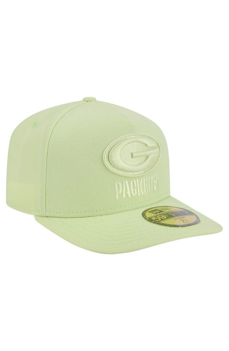 New Era Men's New Era Light Green Green Bay Packers Color Pack A-Frame 59FIFTY Fitted Hat, Alternate, color, Light Green