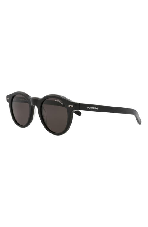 Montblanc 49mm Round Sunglasses In Black