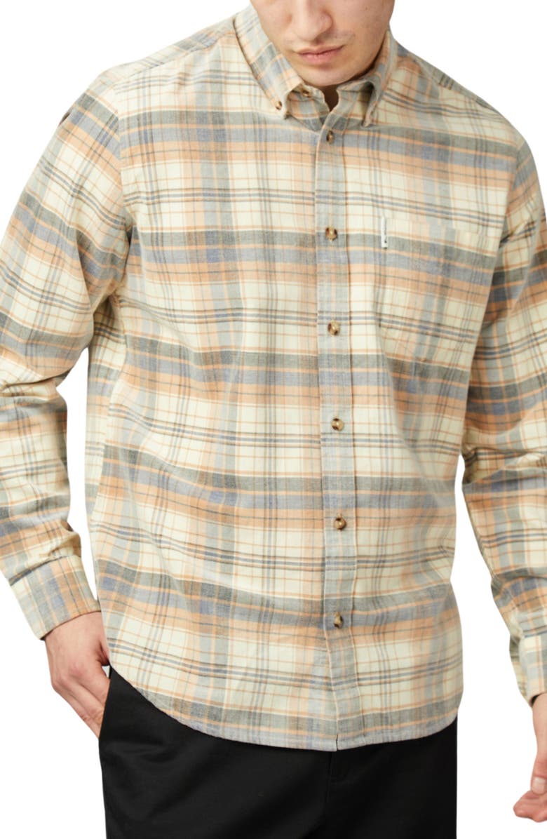 Ben Sherman Regular Fit Check Corduroy Button-Down Shirt, Main, color, 