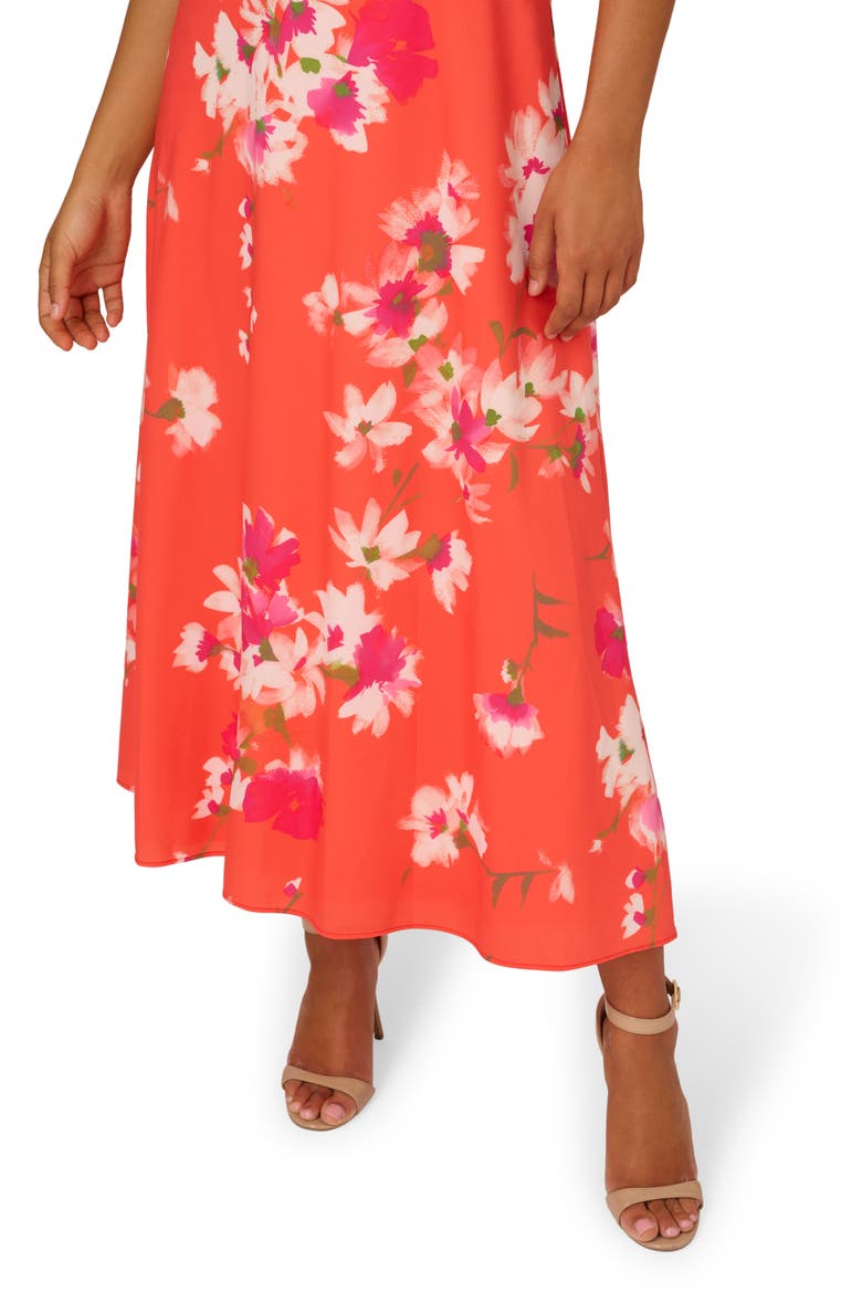 Floral Halter Neck Chiffon Dress, Alternate, color, ORANGE MULTI