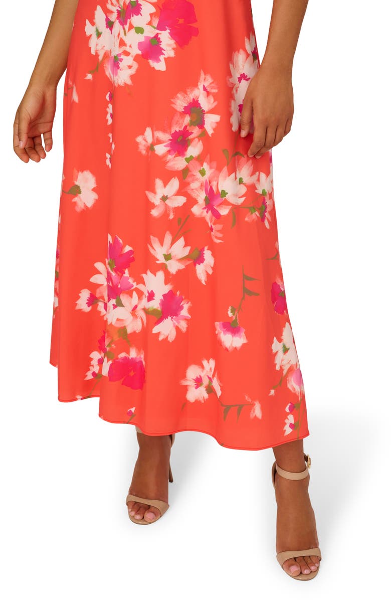 Adrianna Papell Floral Halter Neck Chiffon Dress, Alternate, color,