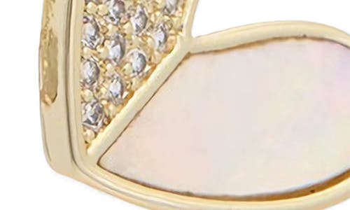 Juvell Pavé Cubic Zirconia & Mother-of-pearl Heart Drop Earrings In Yellow