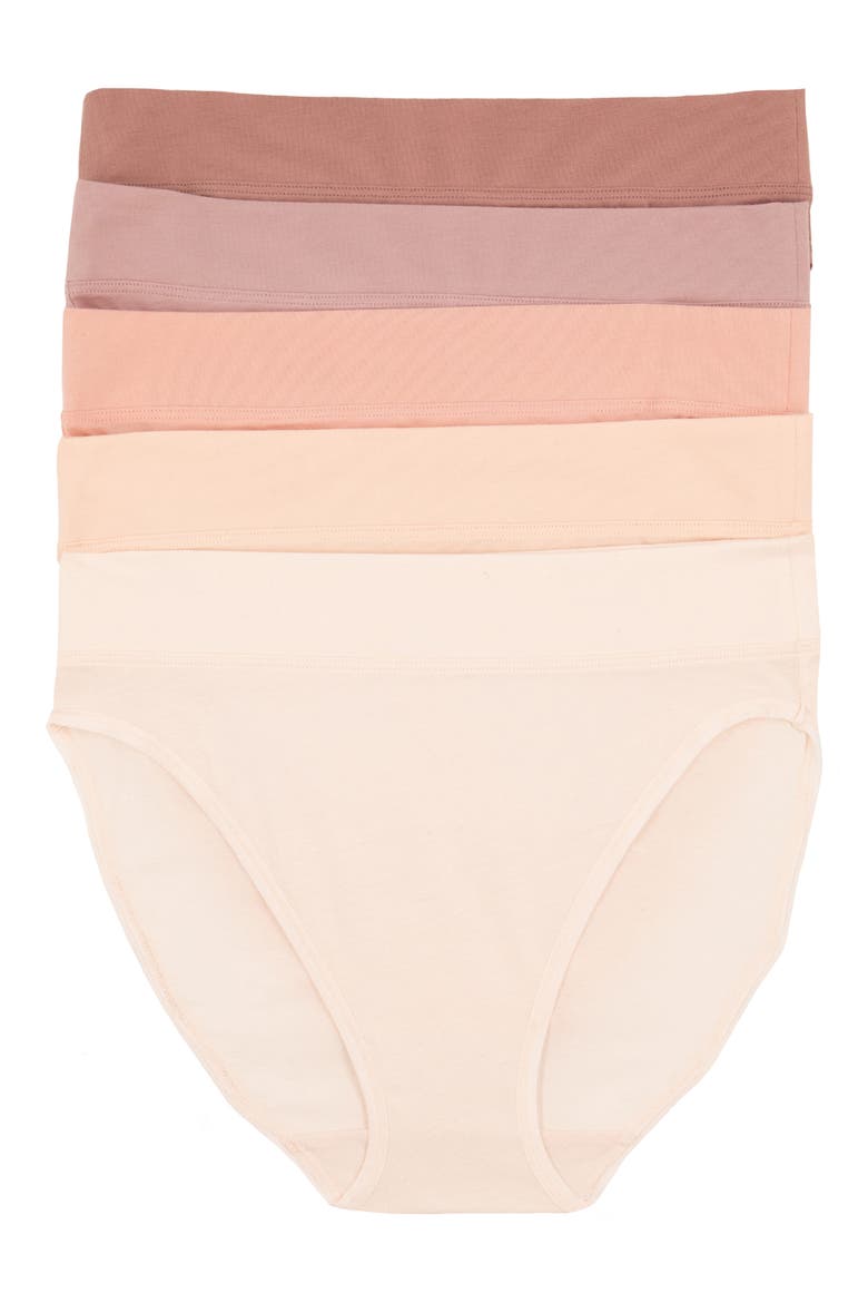 5-Pack Stretch Cotton High Cut Briefs, Main, color, SUN KISSED