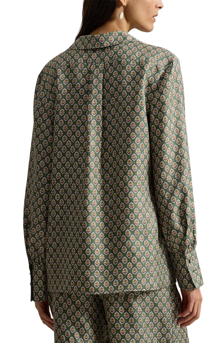 Polo Ralph Lauren Print Silk Shirt, Alternate, color, 2014 Wood Block Spikey Flower