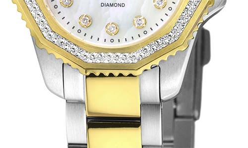 Gv2 Cortina Mother-of-pearl Diamond Two-tone Bracelet Watch, 30mm In Gold