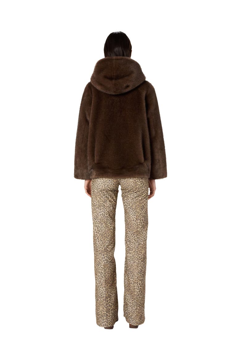 Morgane Hooded Faux Fur Coat, Alternate, color, Cigar