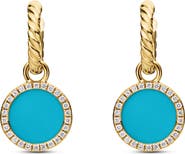 David Yurman Petite DY Elements® Drop Earrings in 18K Yellow Gold with Turquoise and Pavé Diamonds